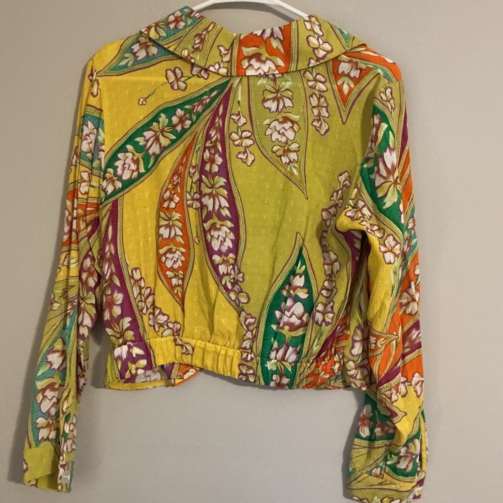 NWT Haute Hippie XS Cropped Boho Top 70s Floral Retro Festival - Picture 5 of 10